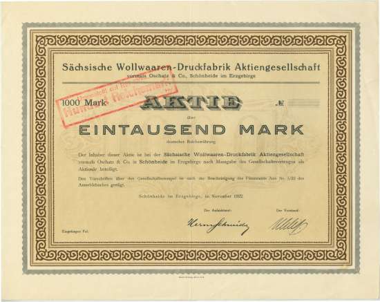 Sächsische Wollwaaren-Druckfabrik AG vorm. Oschatz & Co.