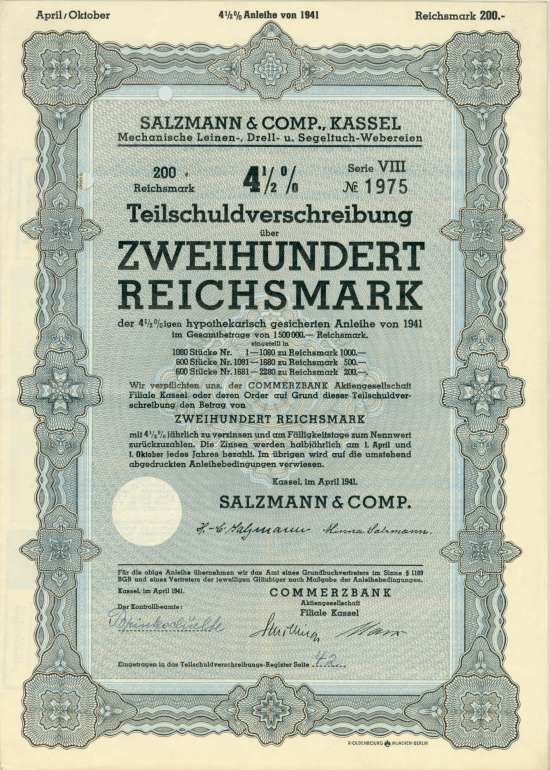 Salzmann & Comp. - Mechanische Leinen-, Drell- u. Segeltuch-Webereien