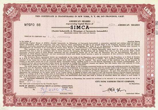 SIMCA (Société Industrielle de Mécanique et Carrosserie Automobile)