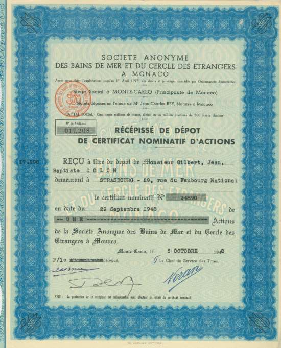 Société Anonyme des Bains de Mer et du Cercle des Etrangers a Monaco