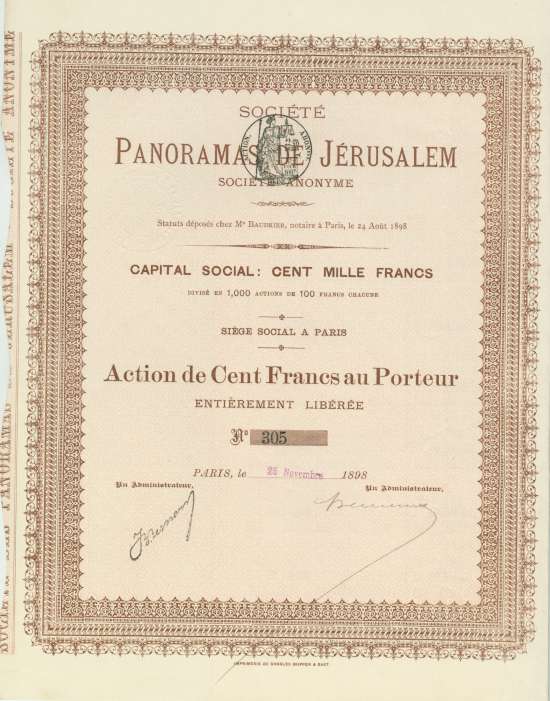 Société des Panoramas de Jérusalem Société Anonyme