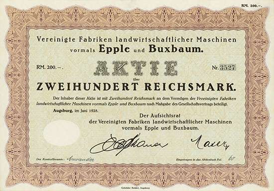 Vereinigte Fabriken landwirtschaftlicher Maschinen vormals Epple und Buxbaum