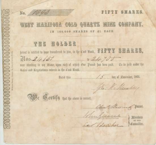 West Mariposa Gold Quartz Mine Company