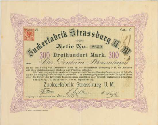 Zuckerfabrik Strassburg U. M.