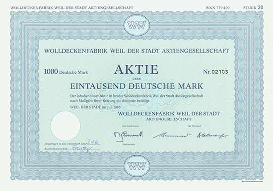Wolldeckenfabrik Weil der Stadt AG