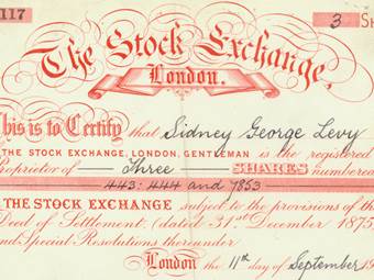 Share Certificate of Stock Exchange London (Snippet)